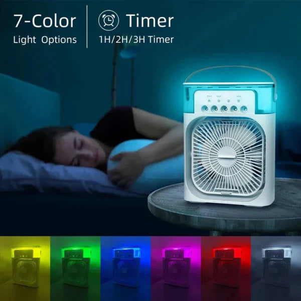 Portable USB Air Cooler Fan with LED Night Light & Humidifier