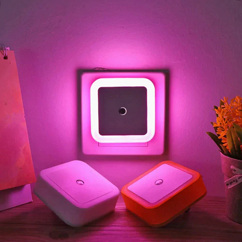 LED Plug-In Night Light – Auto On/Off Sensor | Soft Pink Glow