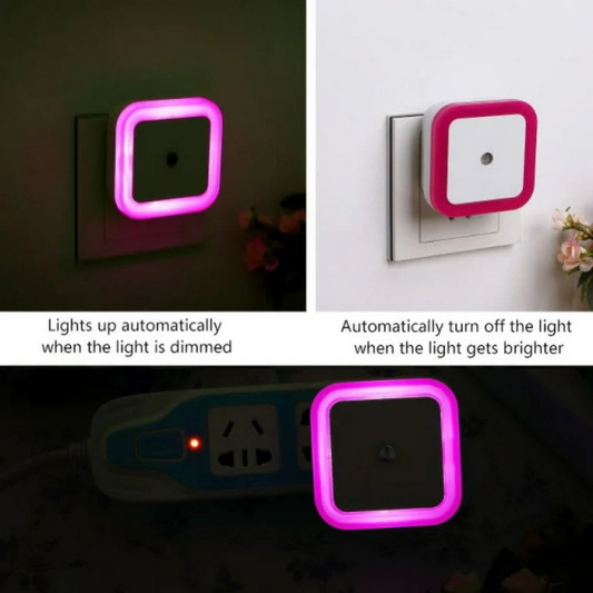 LED Plug-In Night Light – Auto On/Off Sensor | Soft Pink Glow