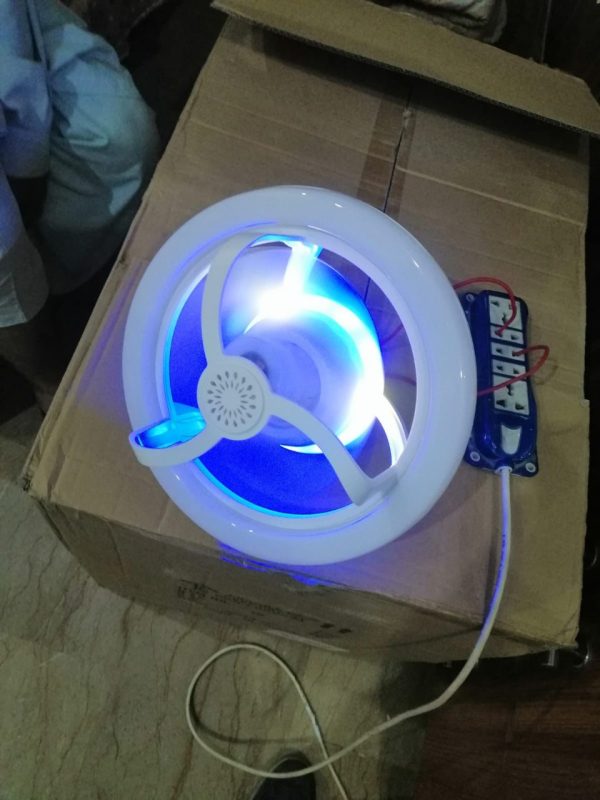 360° Rotating Socket Ceiling Fan with LED Light & Remote – E27 Base | 16 RGB Colors | 3 Speeds | 2 Timers