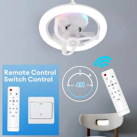 360° Rotating Socket Ceiling Fan with LED Light & Remote – E27 Base | 16 RGB Colors | 3 Speeds | 2 Timers