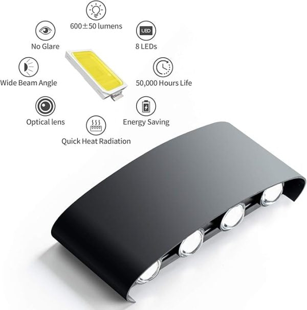 8-Way Outdoor Waterproof LED Wall Light – 8W Fancy Focus Light | IP65 Aluminium Up & Down Wall Lamp