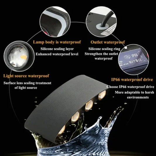 8-Way Outdoor Waterproof LED Wall Light – 8W Fancy Focus Light | IP65 Aluminium Up & Down Wall Lamp