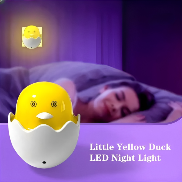 Automatic Little Yellow Duck Night Light – Plug-In LED Bedside Lamp