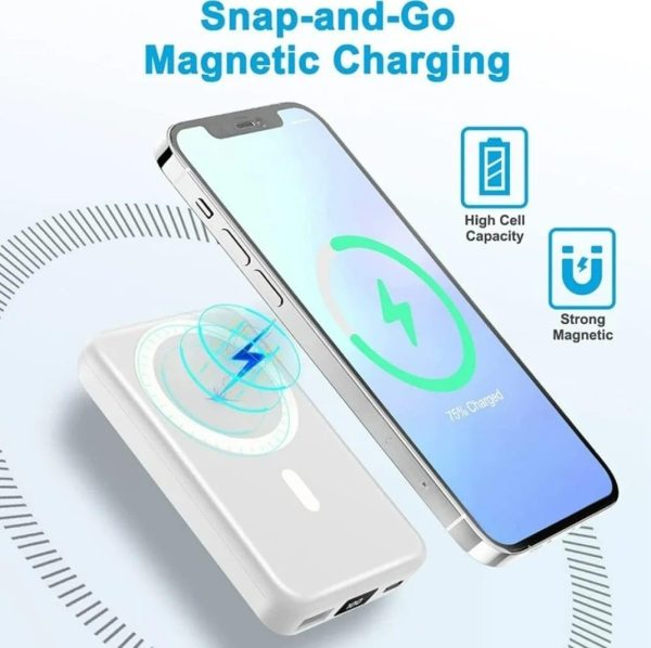IPHONE | APPLE | MagSafe Compatible 10,000mAh Magnetic Wireless Power Bank – Fast Charging Battery Pack