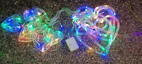 Romantic Heart-Shaped Curtain LED Light – 6+6 Strings | Warm & Multi-Color Options | Plug-in 220V