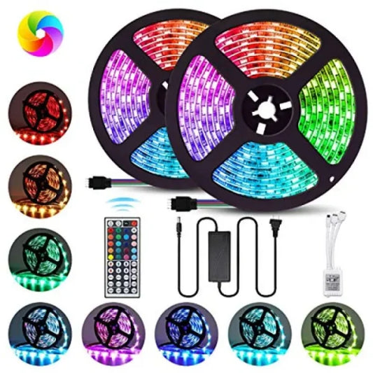 10 Meter RGB LED Strip Light – Multicolor with Remote & Power Adapter