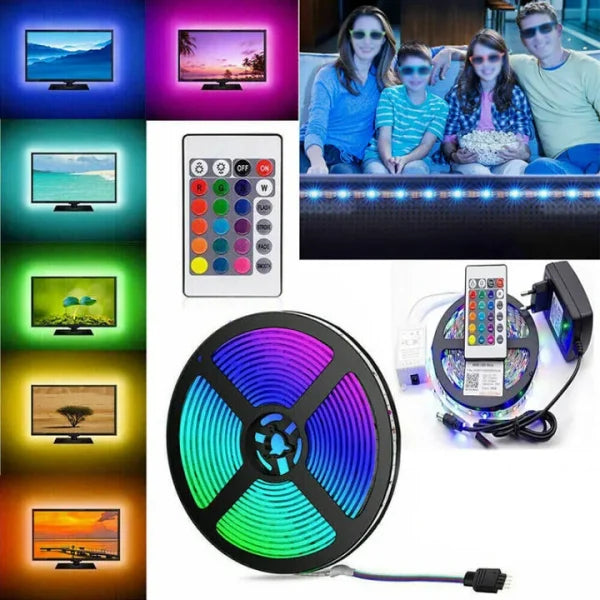 10 Meter RGB LED Strip Light – Multicolor with Remote & Power Adapter