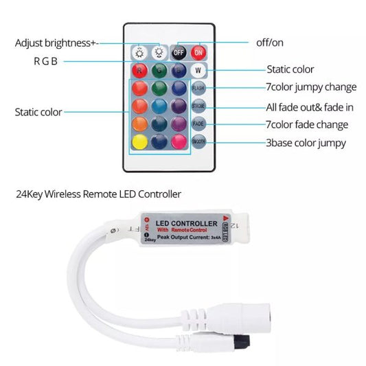 10 Meter RGB LED Strip Light – Multicolor with Remote & Power Adapter