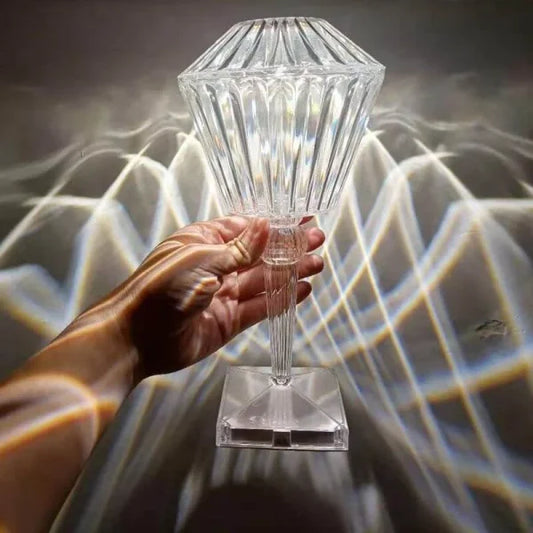 Rose Diamond Table Touch Lamp – 16 Color LED | USB Rechargeable & Remote Controlled