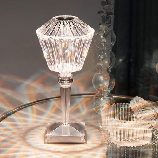 Rose Diamond Table Touch Lamp – 16 Color LED | USB Rechargeable & Remote Controlled