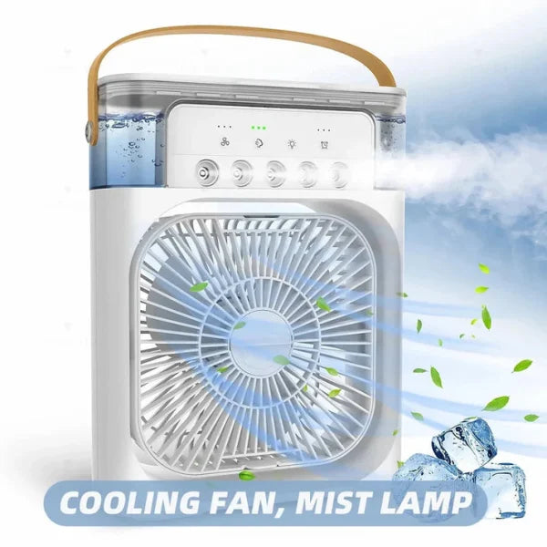 Portable USB Air Cooler Fan with LED Night Light & Humidifier