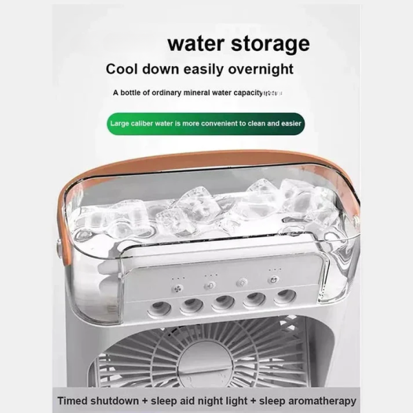 Portable USB Air Cooler Fan with LED Night Light & Humidifier