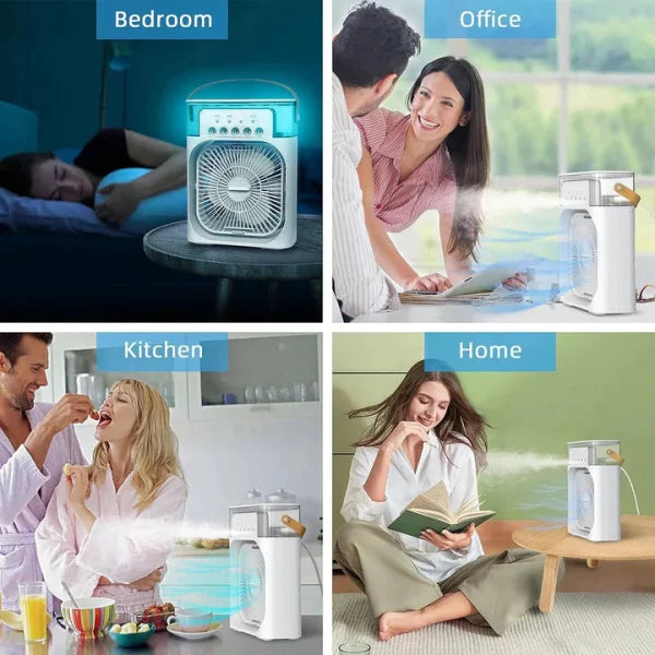 Portable USB Air Cooler Fan with LED Night Light & Humidifier