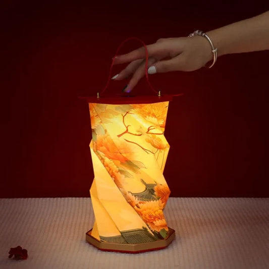 Portable Folding Wooden Table Lamp – Artistic, Rechargeable & Stylish