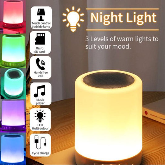 Portable Touch Lamp Bluetooth Speaker – Smart Night Light with Color Changing & Music Playback