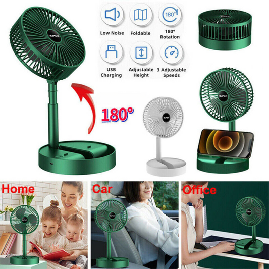 Rechargeable Telescopic Folding Fan – USB Powered & Adjustable
