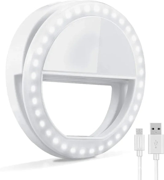 Selfie Ring Light with LED Camera Flash – Rechargeable & Portable