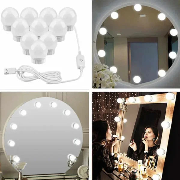 Vanity Mirror Fill Light – 3 Colors Adjustable LED Bulbs | USB Powered Makeup Light String