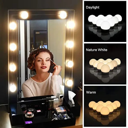 Vanity Mirror Fill Light – 3 Colors Adjustable LED Bulbs | USB Powered Makeup Light String